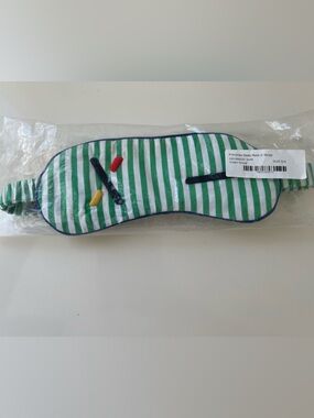 Alex Mill Green and White Striped Sleep Mask P’Jimmies Jimmy Fallon Colab